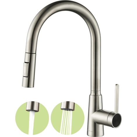 Robinet Cuisine Mitigeur Cuisine Douchette avec 2 Modes de Pulvérisation Pivotant à 360° d'Évier à Arc Élevé Pulvérisateur Escamotable Froid & Chaud Disponible(noir)