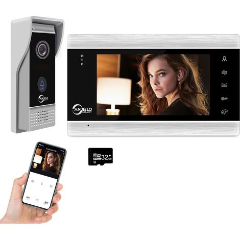 Video intercom system, Wi-Fi video doorbell with monitor, wired 7-inch doorbell, 1080p HD camera, Tuya support, remote unlocking, PIR motion detector, night vision (1/5)