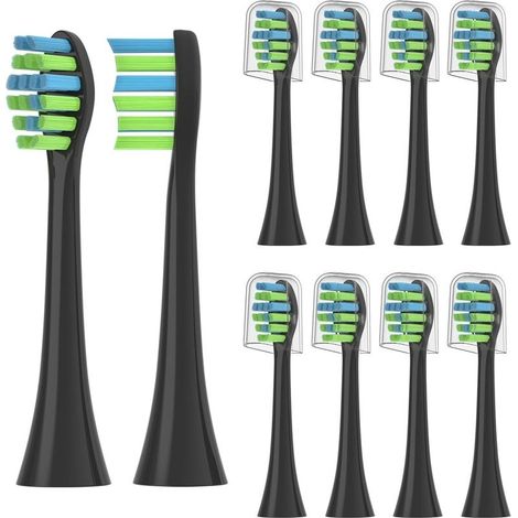 Lot de 10 têtes de rechange pour brosse à dents électrique 7AM2M AM101/AM105, poils souples, noir