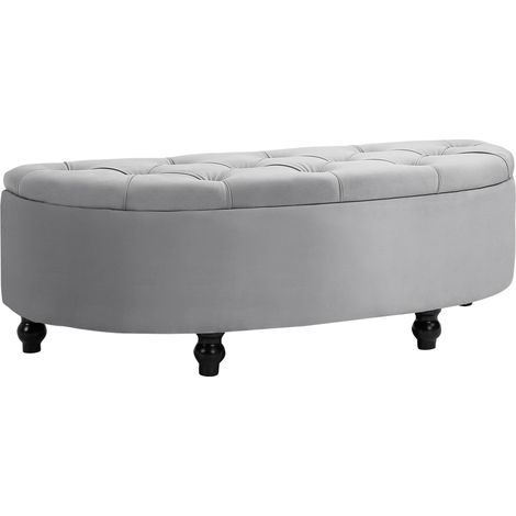 Banco arcón acolchado de terciopelo gris 120 x 46 x 42 cm con patas de madera (1/5)