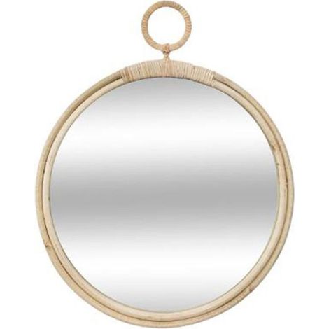 Miroir Mural Rond en Rotin "Kailua" 38cm Naturel (1/2)