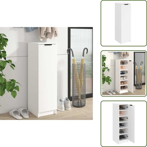 Schuhschrank Weiß 30x35x100 cm Holzwerkstoff - Schuhschrank - Holzwerkstoffmöbel - Weißer Schuhschrank - Garderobe - Einbauschrank