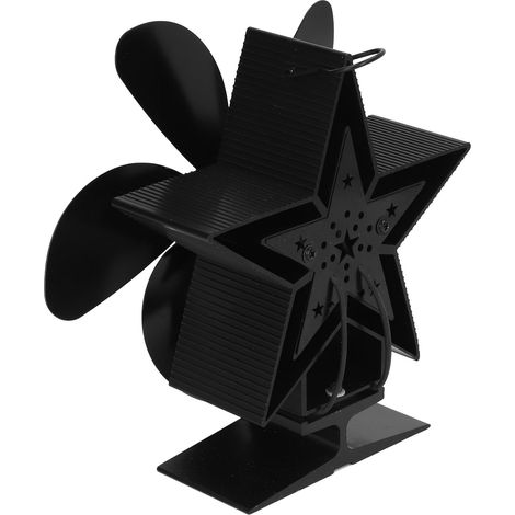 Ventilateur de poêle à bois à 5 pales, noir, à démarrage automatique, sans électricité, sécuritaire et alimenté par la chaleur. (1/5)
