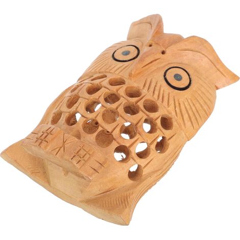 de hibou sculptée à la main dans du bois brun Figurine de