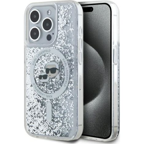 Karl Lagerfeld MagSafe Transparente Flüssigglitzer-iPhone 15 Pro Hülle (1/5)