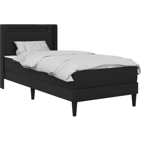 Bed Frame with Mattress Black 100 x 200 cm Faux Leather vidaXL