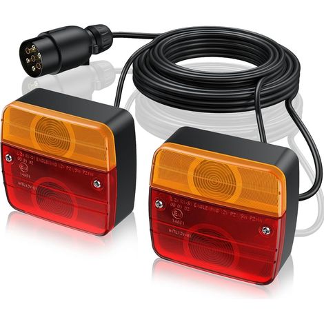 2PCS Feux Arrière de Remorque 12V E-Mark E13 Feu Arrière de Caravane Camion-remorque avec Câble de 7,5 m Connecteur 7 Broches pour Remorque Camping-car Camions Poids lourd Tracteur (1/5)