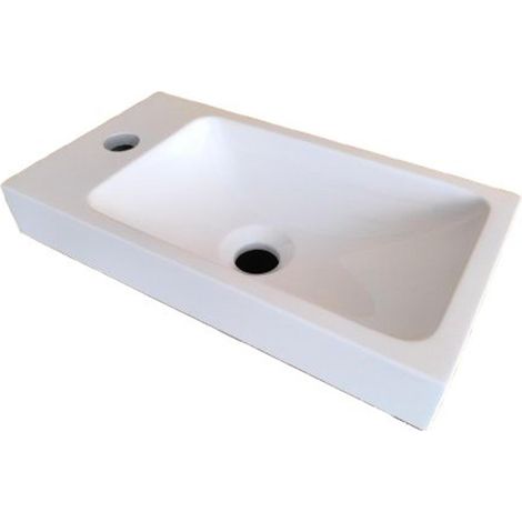 Saniclass Chaci Lavabo de meuble - 40x22cm - marbre reconstitué - blanc brillant (1/2)