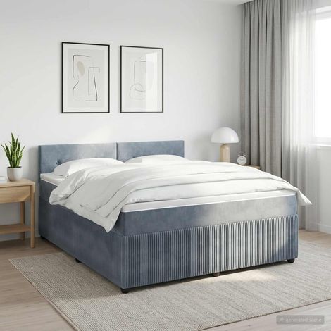 Cama box spring con colchón Gris oscuro 180 x 200 cm Terciopelo (1/5)