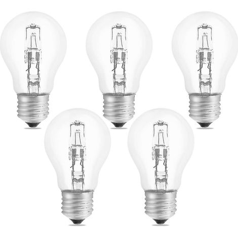 Bombilla halógena regulable E27 A55 de 42 W, CA 220-240 V, 650 lm, blanco cálido 2700 K, globo halógeno transparente E27 (1/5)