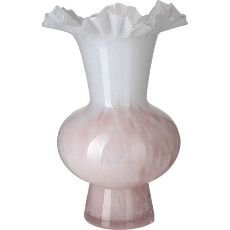 Vase en verre rose au col ondulé - rose (1/2)