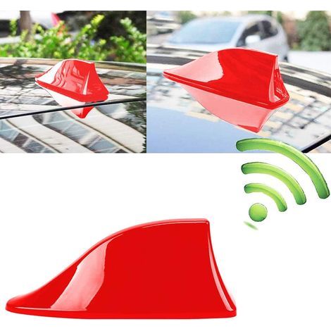 Alerón de tiburón para coche, antena de radio de techo impermeable universal con base adhesiva (Rojo) (1/5)