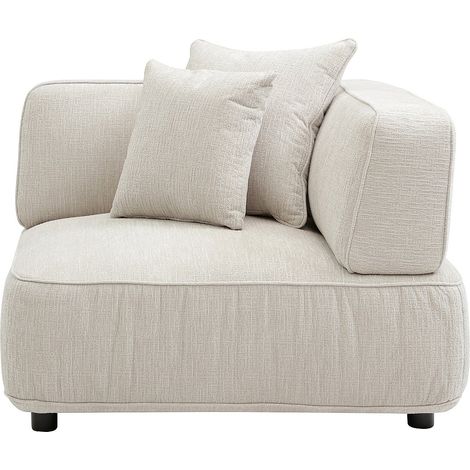 Poltrona angolare in tessuto ciniglia beige - LELACO