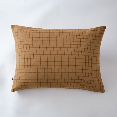 Taie d'oreiller gaze de coton tissée 50 x 70 cm gaïa mix Camel (1/3)
