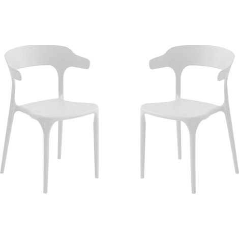 Sedia da cucina giardino con braccioli IDERIO Bianco 2 pezzi (1/5)