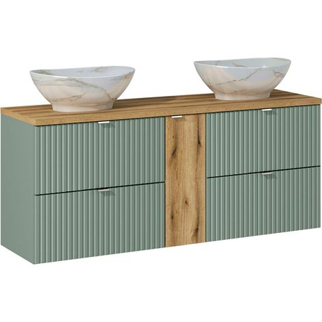 Mobile bagno doppio lavabo Jade verde e marrone 140cm (1/5)