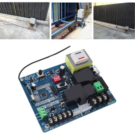 Circuit Board pour Portails Coulants - Cartouche Électronique Universelle Sensitive pour Moteur de Portail, Contrôle Principal 220V avec 2 Télécommandes