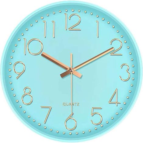 20,3 cm Wanduhr, geräuschlos, nicht tickend, Qualität, Quarz, batteriebetrieben, klein, runde Uhr, Zuhause/Büro/Schlafzimmer, leicht zu lesen (Minze)