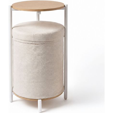 Table basse avec 2 poufs dotés d'un espace de rangement Nestup 1 blanc / chêne hjh LIVING (1/3)