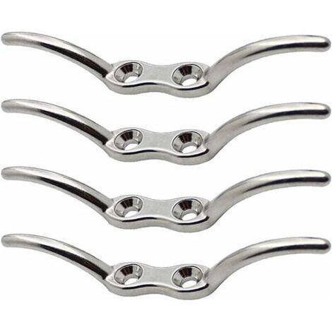Mooring Cleat Blind Hook Mast Cleat Hook Stainless Steel Cleat Hook for Blinds Rope Curtain Yacht Dock Deck Base Marine Boat Fastener Accessories 4 Pieces (1/5)
