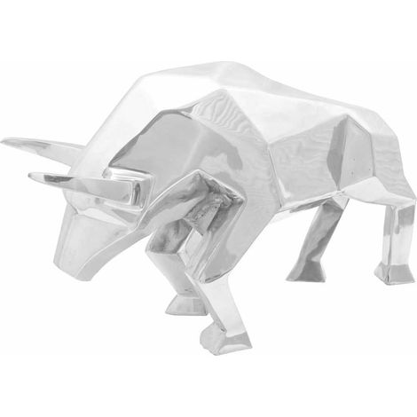 Stierskulptur Silber 74 x 23 x 30 cm Aluminium