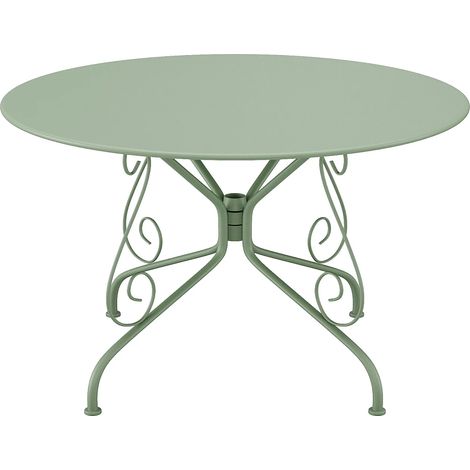 Table de jardin D.120 cm en métal façon fer forgé - Vert amande - GUERMANTES de MYLIA (1/3)