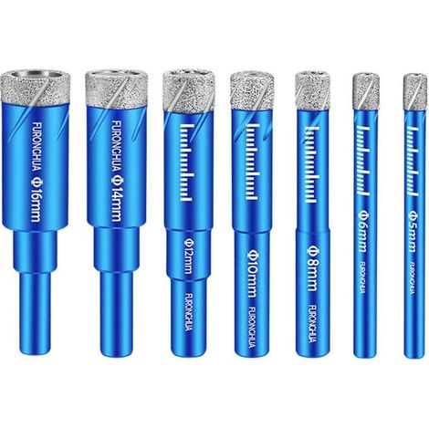 Brocas de diamante para abridor de agujeros de 5/6/8/10/12/14/16 mm, brocas secas para vidrio, porcelana, azulejos, cerámica y granito.
