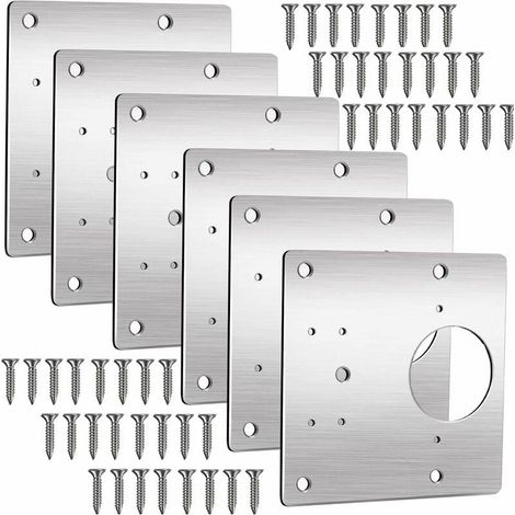 Hinge Repair Plate, Cabinet Drawer Window Hinge Repair Kit 9.9 cm for Kitchen Cabinet Hinges, Cupboard Door (6), Versailles (1/5)