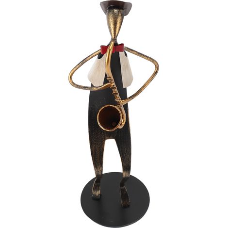 Statue de saxophoniste en fer forgé, figurine décorative représentant un saxophoniste et un joueur d'instrument de musique. Décoration pour la maison. (1/5)