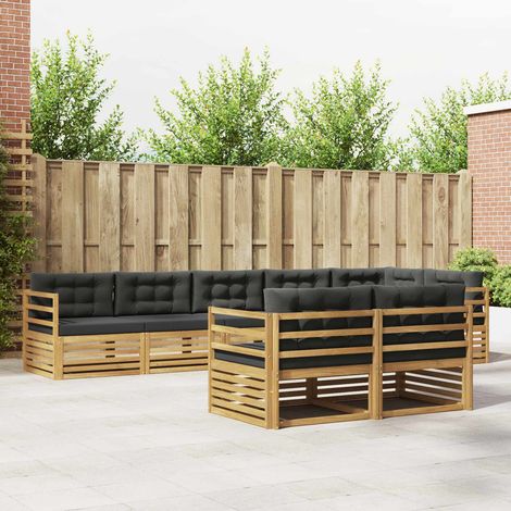 Teenpull – Outdoor-Sofagarnitur 8 Stk. Weiß und Anthrazit Polyester (1/5)