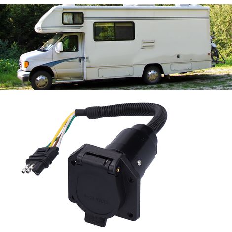 Adaptateur de connecteur de remorque américain 6-24 V, 4 canaux plats vers 7 canaux ronds, avec support de montage (1/5)