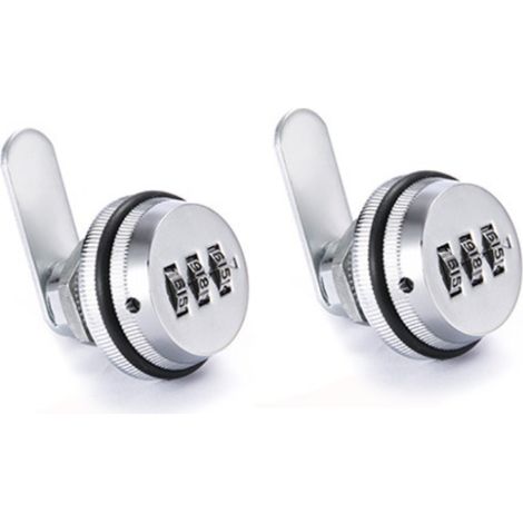 (Pack de 2) Serrure de Combinaison à 3 Chiffres Verrouillage du Mot de Passe Serrure à Came Sans Clé - Alliage de Zinc Chromage Serrure de Sécurité Codée pour Tiroir Casier Boîte Placard Porte-argent (1/4)