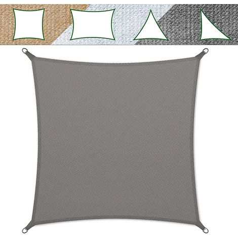 Voile d'ombrage respirante, protection UV, score de test 1,4, plusieurs couleurs, gris, 3 x 3 m (1/5)