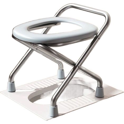 Toilettes pour personnes âgées, chaise de toilette mobile, tabouret pour femmes enceintes, chaise pliante robuste en acier inoxydable (1/4)