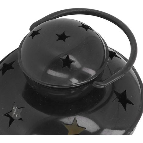 Lampe Lanterne LED Vintage Rétro, Noire, Piles Incluses, ABS Décorative, Camping, Fête, Bar, Café, Portable (1/5)