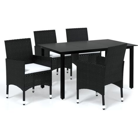 Maison Exclusive - Set da Pranzo da Giardino 5 pz con Cuscini in Polyrattan Nero