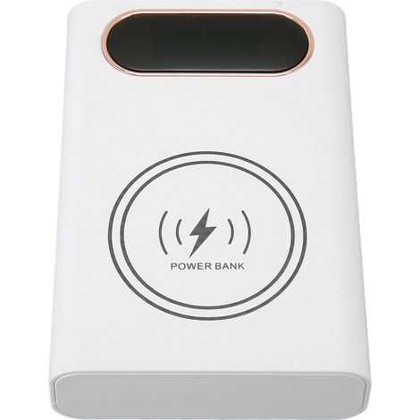 Boîtier de Batterie Externe 4x21700 avec Charge Rapide 22.5W et Charge Sans Fil 15W pour Smartphone - Blanc
