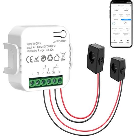 Misuratore di potenza intelligente，Monitoraggio energetico，Consumo energetico，Pinze per trasformatori di corrente da 80 A (1/5)