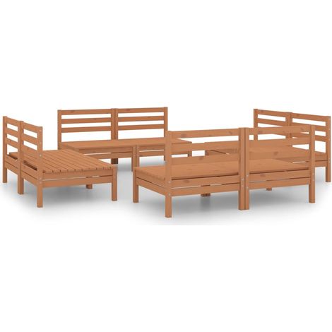 Set Salotto da Giardino 8pz Marrone Ambra Legno Massello Pino vidaXL (1/5)