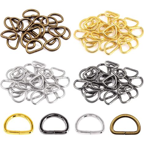 Pack of 120 multi-purpose metal semi-circular D-rings for bags, DIY accessories (mixed colors, 1.9 cm) - 20 mm (1/5)