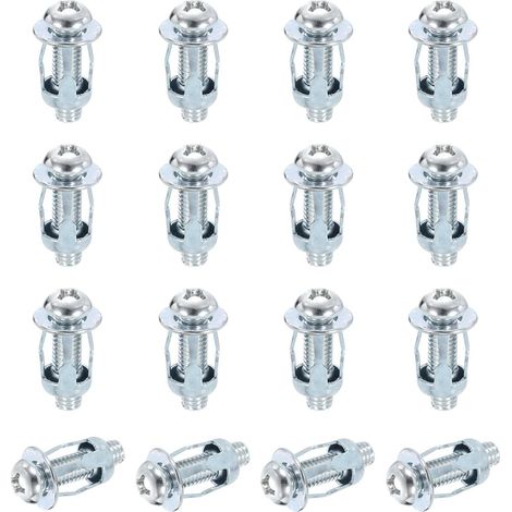 Chevilles À Expansion Pour Mur Creux En Acier, 16Pcs M8x34.5mm Fixations Pour Placo, Molly Bolt À Expansion Pour Plaque De Plâtre, Briques, Portes En Bois, Argenté (1/5)