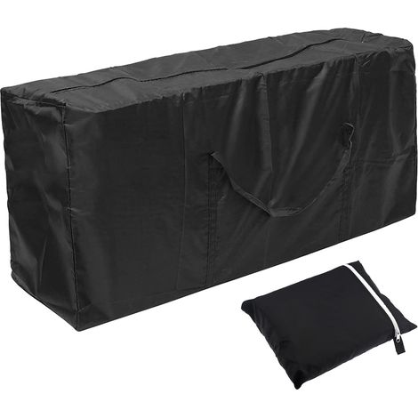 Aufbewahrungstasche Gartenauflagen, Gartenpolster Auflagentasche Wasserabweisend Oxford Schutzhülle für Auflagen Gartenmöbel Kissen Weihnachtsbaume mit Tragegriff, Schwarz (122 x 39 x 55 cm) (1/5)