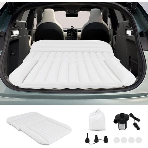GOPLUS Matelas Voiture, Matelas Gonflable Voiture pour SUV Floconné avec Pompe, 3 Buses et Sac de Transport, Lit Gonflable Portable pour Voyage, Camping, Pêche, 130x190x15 CM (Blanc) (1/5)