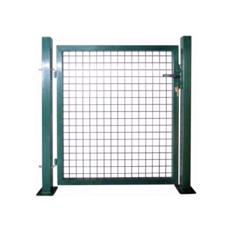 Cloture & Jardin – Portillon grillagé vert 1,20 m – Ouverture poussant droit, tirant gauche – Grillage maille 50x50mm, fil 4mm – Kit avec gonds inox et serrure européenne (1/4)