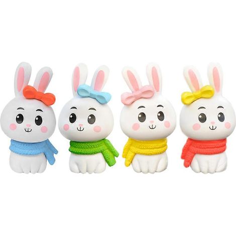 Figurine de lapin, statue de lapin décorative, lot de 4 petites décorations de bureau en plastique (1/5)