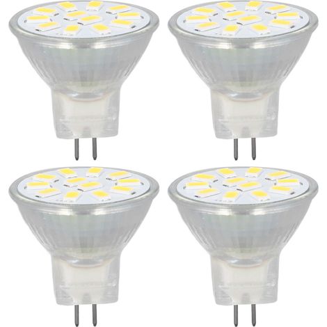 Lot de 4 ampoules LED MR11 à spots, culot à double aiguille, dissipation thermique à 360°, 3 W, 12 LED, blanc chaud (1/5)