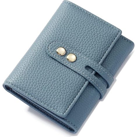 Portefeuille pour femme en cuir souple avec fente multi-cartes zippée (S, bleu),