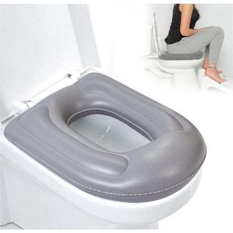 Coussin de siège de toilette gonflable avec ventouse, housse de siège de toilette réglable en hauteur, étanche, housse de siège de toilette pour adultes, handicapés, personnes âgées (1/5)