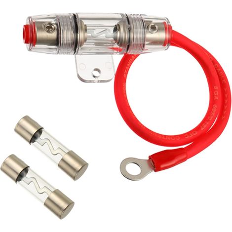 80A AGU Porte-fusible avec Fil d'alimentation 8 Gauge AWG 1ft - Cuivre Exempt d'oxygène à 99,9%