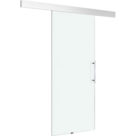 HOMCOM Porta Scorrevole Vetro Satinato 8mm Binario in Alluminio 205x90cm